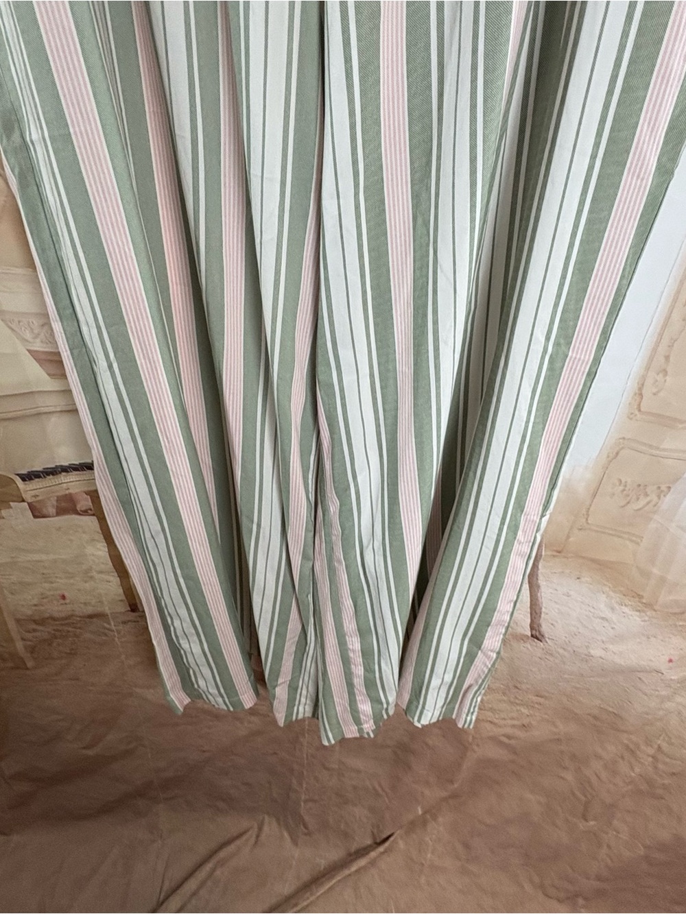 NEW Torrid Sage & Cream Vertical-Stripe Wide Leg Pants - Picture 4 of 11